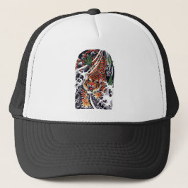 Tatuering design med Tiger & lönnlöv Truckerkeps