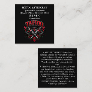 Tatuering Eftervård Instruktioner Företagskort Fyrkantigt Visitkort