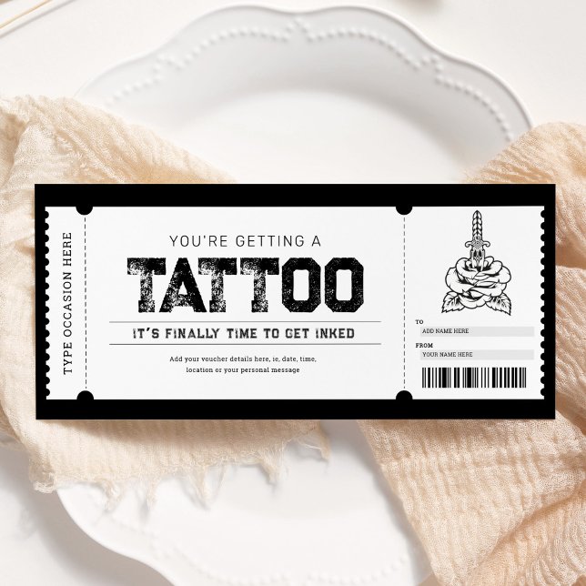 Tatuering Få bläck i dig presentkupong Inbjudningar (Skapare uppladdad)