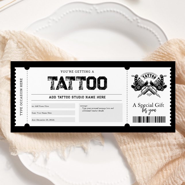 Tatuering Få bläck presentbiljett Voucher  Inbjudningar (Skapare uppladdad)