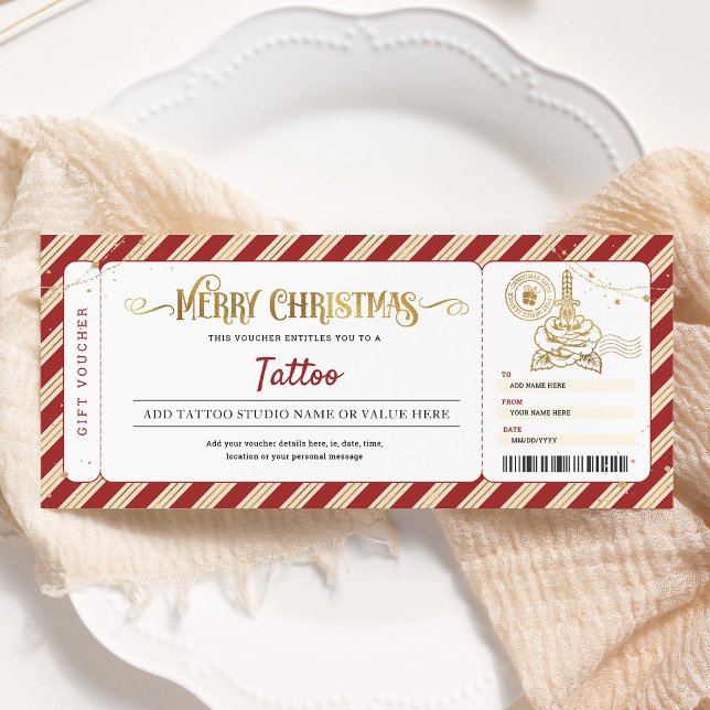 Tatuering Få tatuering present Jul Biljett Voucher Inbjudningar (Skapare uppladdad)