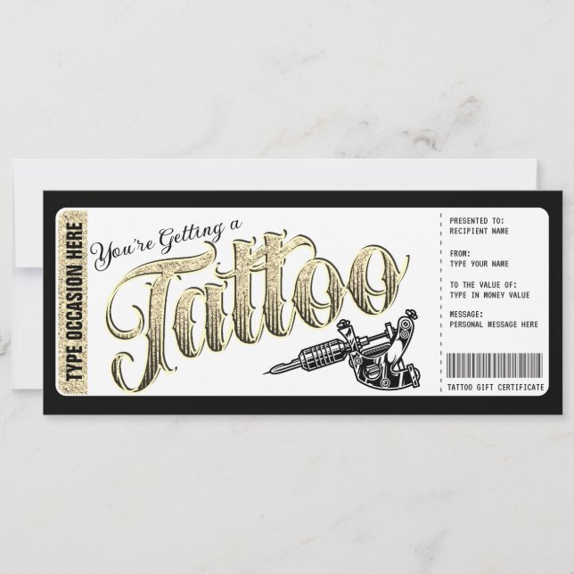 Tatuering Få tatuering presentkort kupong Inbjudningar (Framsida)