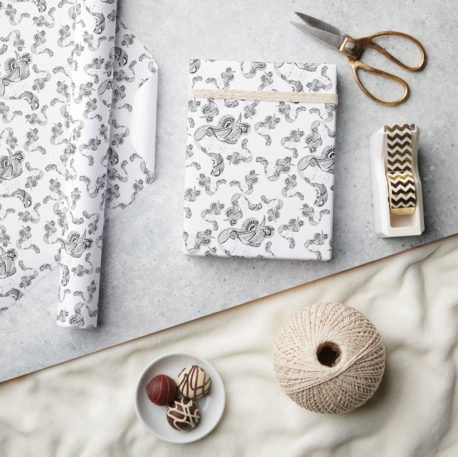 Tatuering Flicka Svart Och Vitt Presentpapper (Hantverk)