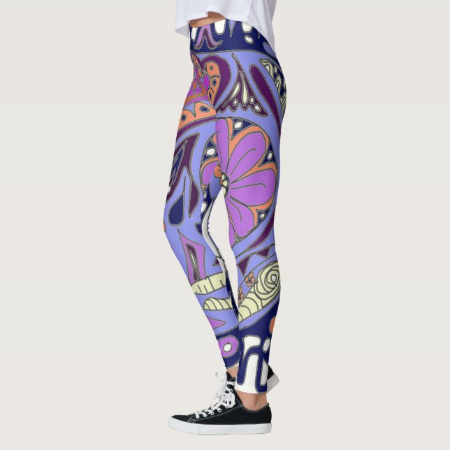 Tatuering Katt Socker Skalle Leggings (Vänster)