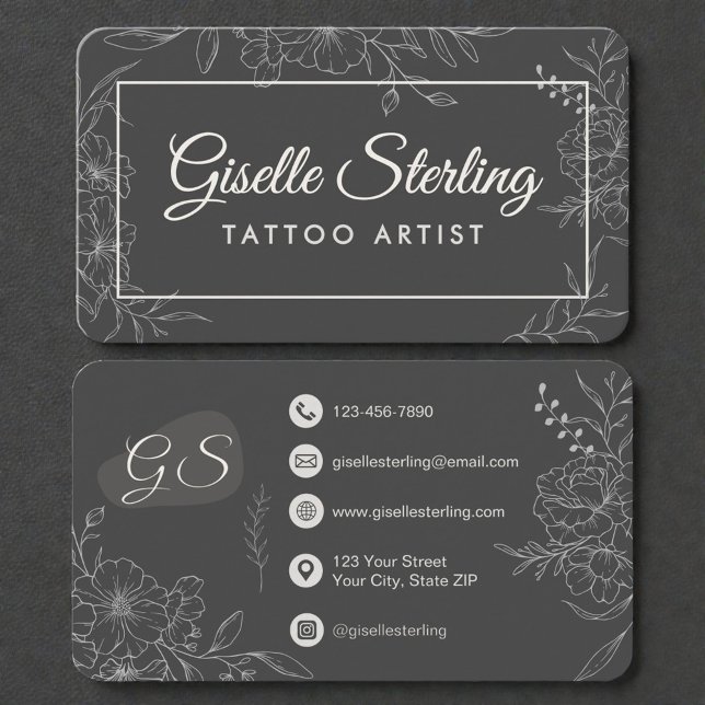 Tatuering Konstnär Blommig Visitkort (Skapare uppladdad)