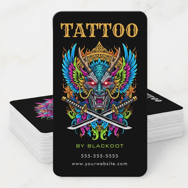 Tatuering Konstnär Demon Mask Tatuering Studio QR- Visitkort (Skapare uppladdad)
