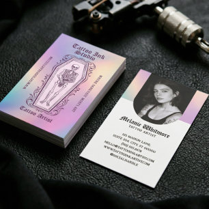 Tatuering Konstnär Foto Iridescent Gothic Skelett Visitkort