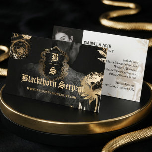 Tatuering Konstnär Foto Monogram Svart Guld Orm Visitkort