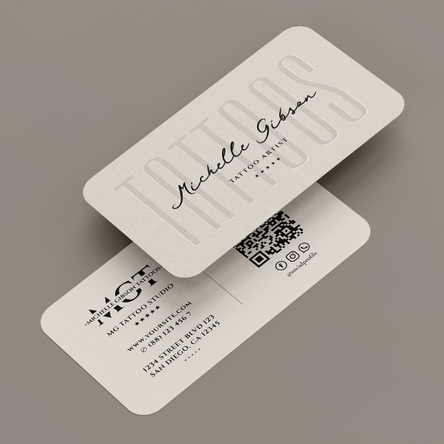 Tatuering Konstnär Monogram Modern Tatuör Sand Visitkort (Tattoo Artist Monogram Modern Tattooist Sand Business Card
)