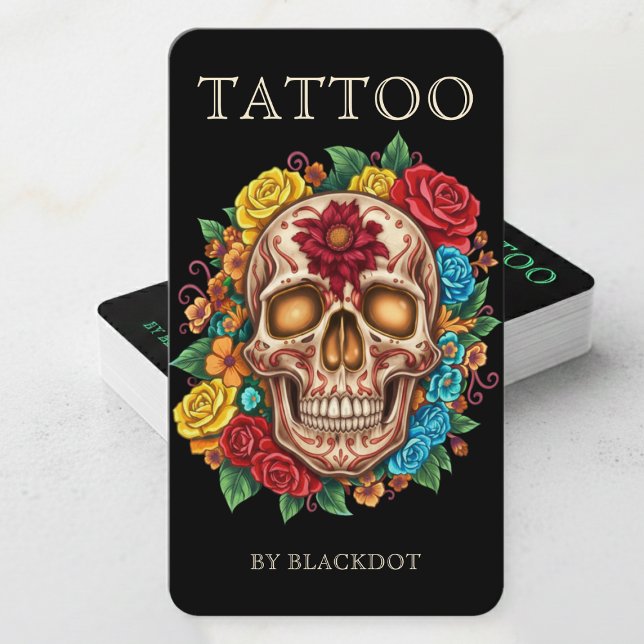 Tatuering Konstnär Professionell Tatuör Blommig Dö Visitkort (Skapare uppladdad)