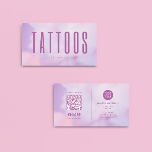 Tatuering Konstnär QR-kod & Logo Lila Holografisk Visitkort