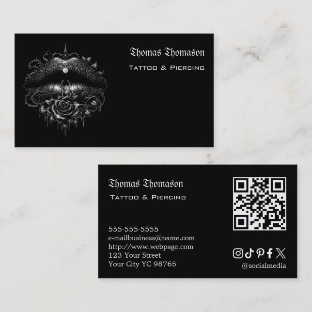 Tatuering konstnär QR-kod  Visitkort (Fram/baksida)