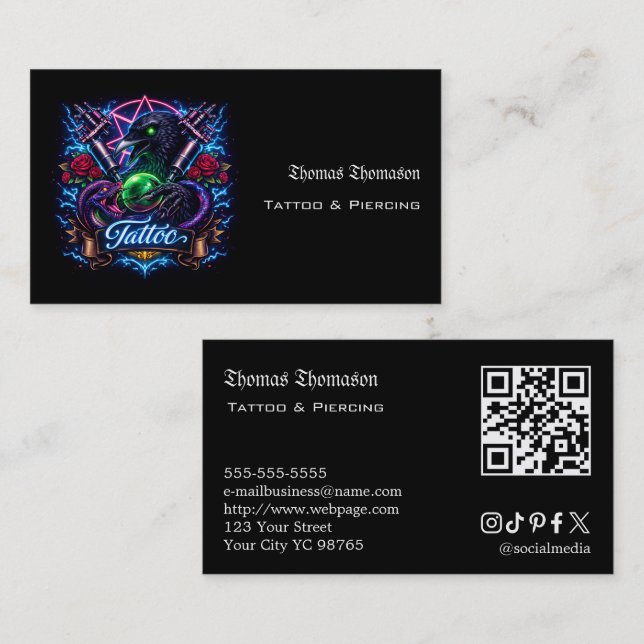 Tatuering konstnär QR-kod  Visitkort (Fram/baksida)
