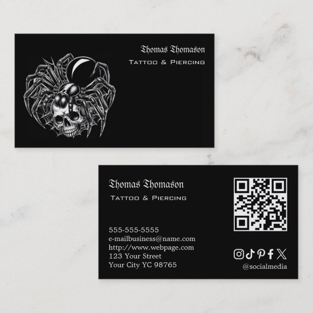Tatuering konstnär QR-kod  Visitkort (Fram/baksida)