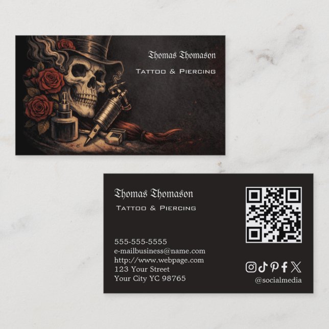 Tatuering konstnär QR-kod  Visitkort (Fram/baksida)