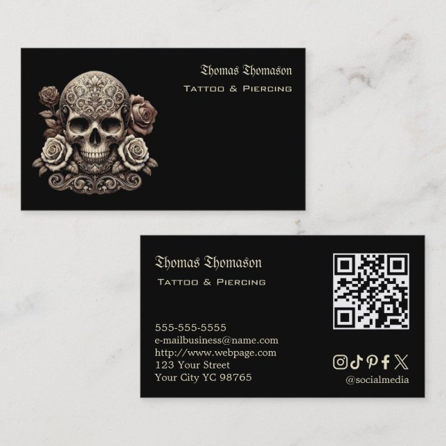 Tatuering konstnär QR-kod  Visitkort (Fram/baksida)