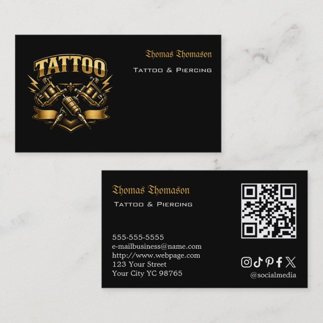Tatuering konstnär QR-kod  Visitkort (Fram/baksida)