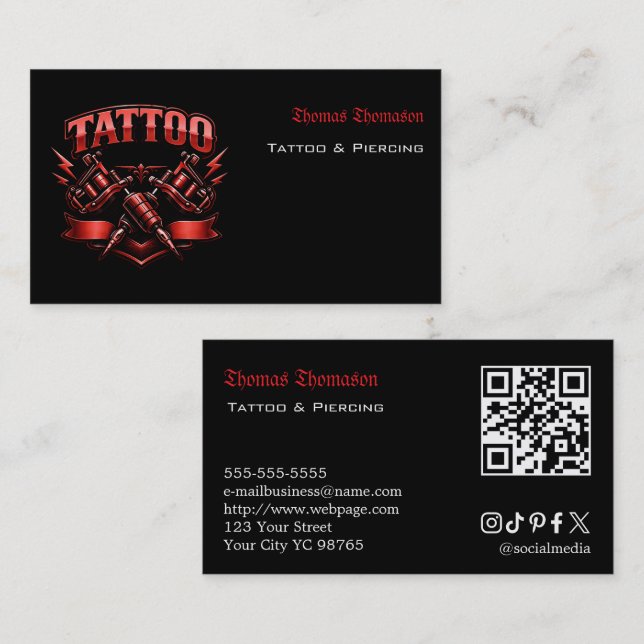 Tatuering konstnär QR-kod  Visitkort (Fram/baksida)