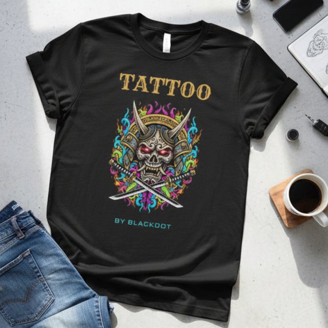 Tatuering Konstnär Samuraj Skalle Tatuering Studio T Shirt (Skapare uppladdad)