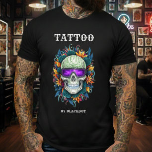 Tatuering Konstnär Tattoo Studio Dödskalle Solglas T Shirt