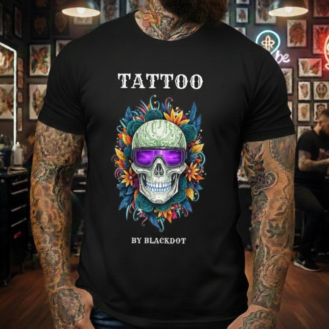 Tatuering Konstnär Tattoo Studio Dödskalle Solglas T Shirt (Skapare uppladdad)