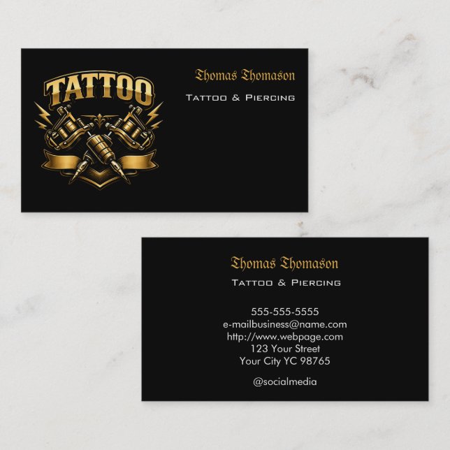Tatuering konstnär  visitkort (Fram/baksida)