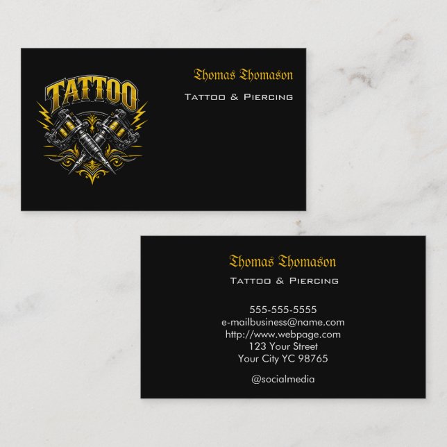 Tatuering konstnär  visitkort (Fram/baksida)