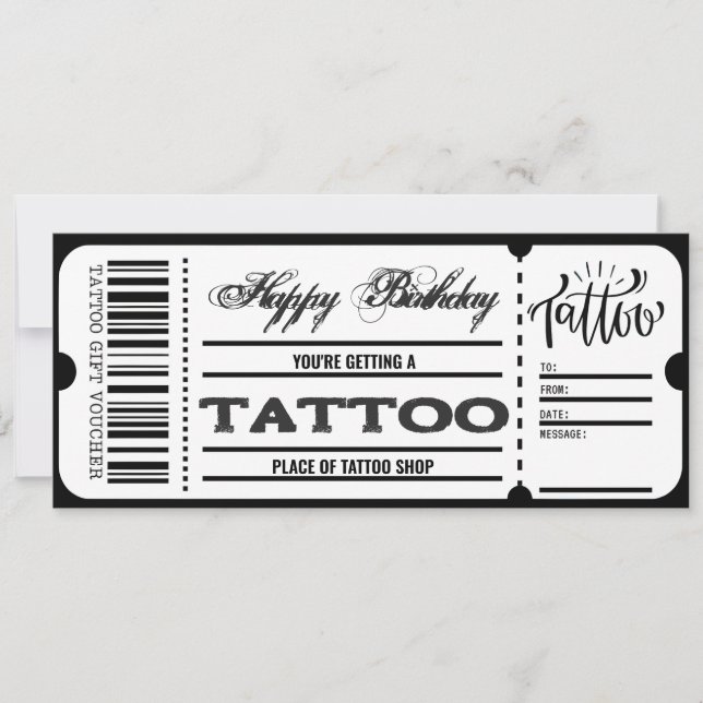 Tatuering Kupong Certifikat Biljett Presentkort Inbjudningar (Framsida)