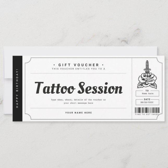Tatuering Presentkort Biljett Voucher Certifikat Inbjudningar (Framsida)