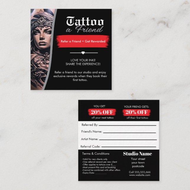 Tatuering Referens Kort Mall | Tatuera en Vän (Fram/baksida)