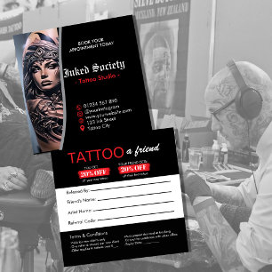 Tatuering Referenskort Mall Tatuera en vän Fyrkantigt Visitkort