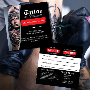 Tatuering Referenskort Mall Tatuera en Vän Fyrkantigt Visitkort