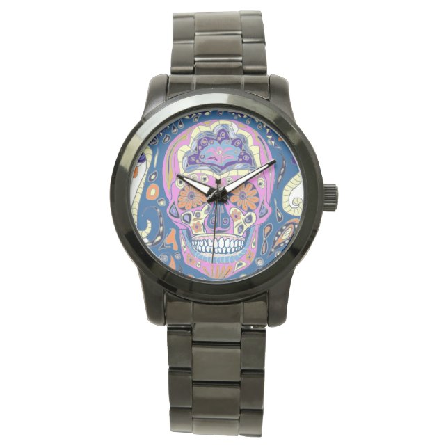 Tatuering Socker Skalle Armbandsur (Framsida)