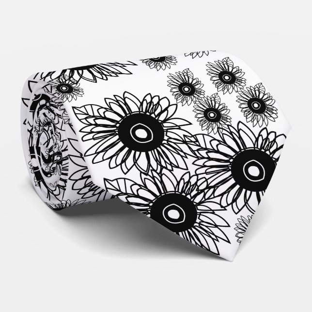 Tatuering Solros Blomma Svart Vit Tatuering Blomma Slips (Rullad)