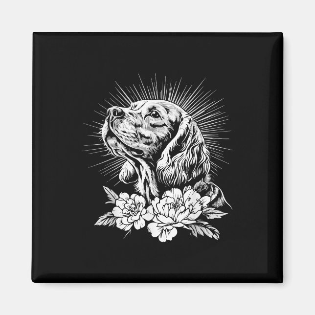Tatuering Stil Älskare Är Spaniel Retro Hund  Magnet (Framsidan)