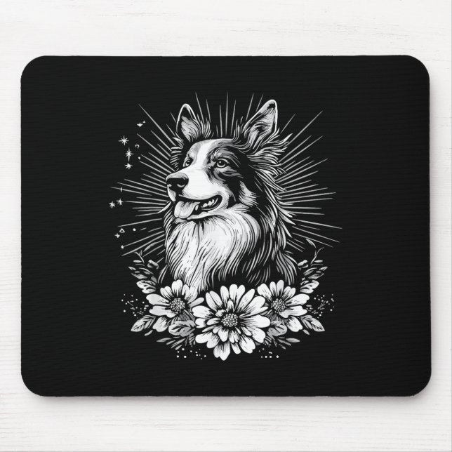 Tatuering Stil Älskare Collie Retro Hund  Musmatta (Framsidan)