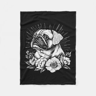 Tatuering Stil Älskare Pug Retro Hund _1 Fleecefilt