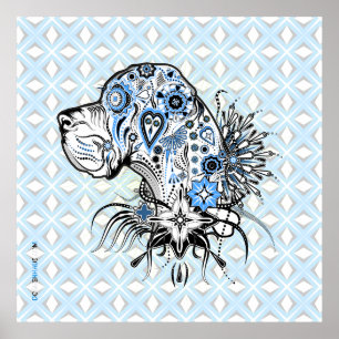 Tatuering Stil Hund Porträtt Poster