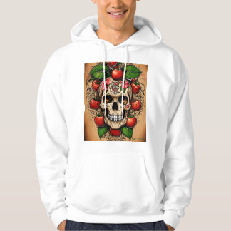 Tatuering Stil Röd Äpple Pressad för Hand – Kärlek Hoodie