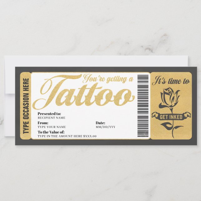 Tatuering Voucher Certifikat Biljett Presentkort Inbjudningar (Framsida)