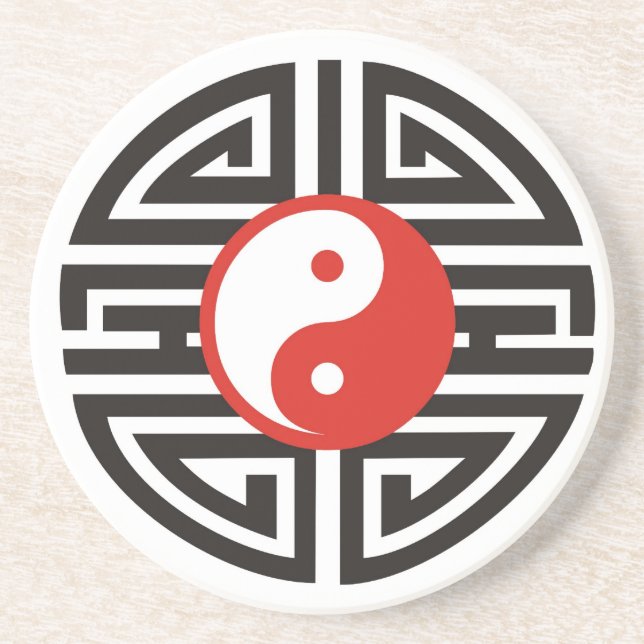Tatuering Yin & Yang Underlägg Sandsten (Framsidan)