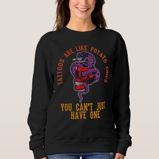 Tatueringar är som potatischips Tatuering Konstnär T Shirt (Framsida)