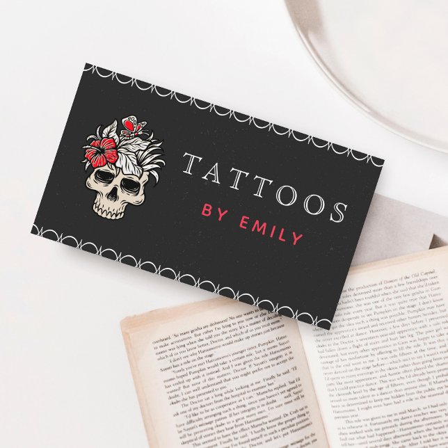 Tatueringar efter Blommigten Skull & Butterfly-Coo Visitkort (Skapare uppladdad)