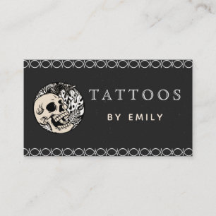 Tatueringar efter Kreativet Skull & Löv växter Visitkort