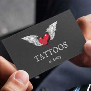 Tatueringar från ditt namn som flyger på hjärtat - visitkort