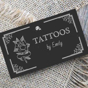 Tatueringar med ditt namn enkla svarta och vita mo visitkort