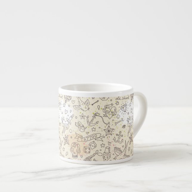 Tatueringbegreppsmönster Espressomugg (Framsida höger)