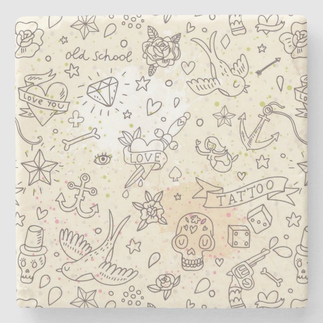 Tatueringbegreppsmönster Underlägg Sten (Framsidan)