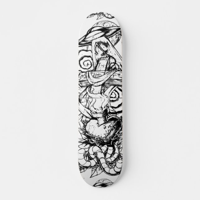 Tatueringdäck Old School Skateboard Bräda 18 Cm (Framsida)