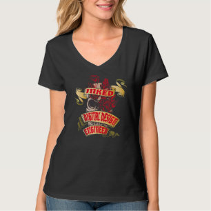 Tatueringen Digital Ingenjör Innesluten Skull & Rö T Shirt
